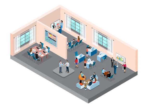 Employees working in office  Illustration