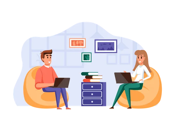 Employees working in office  Illustration