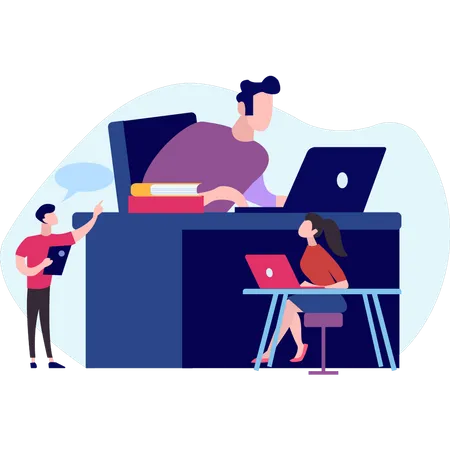 Employees working in office  Illustration