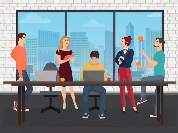 Employees working in office  Illustration