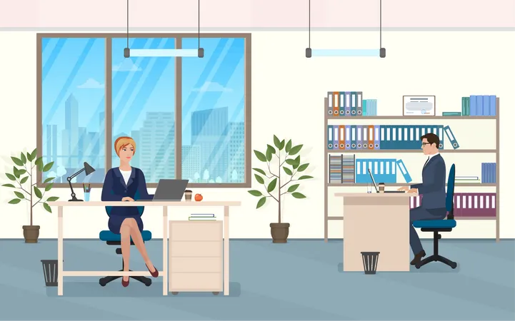 Employees working in office  Illustration