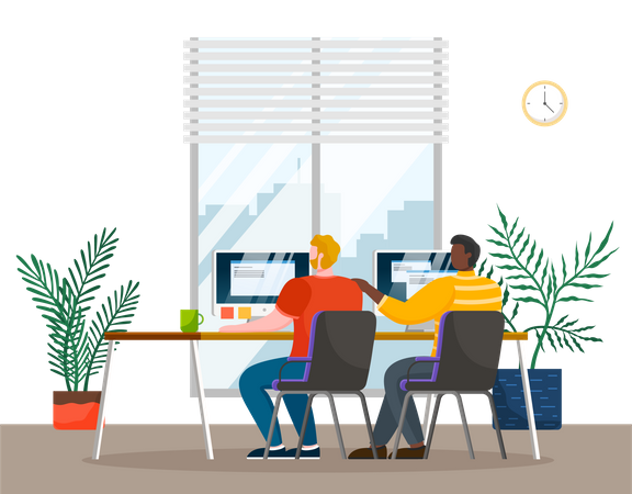 Employees working in office  Illustration