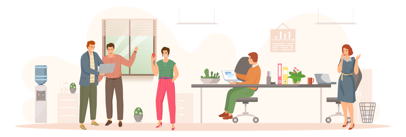 Employees working in office  Illustration