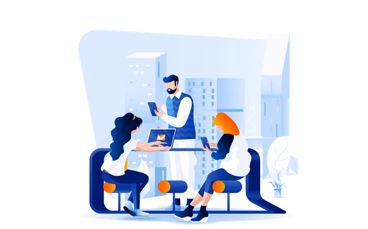 Employees working in office  Illustration