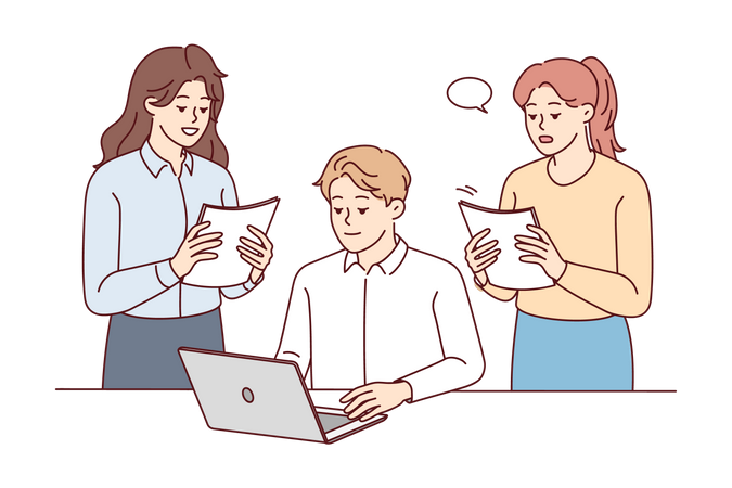 Employees working in office  Illustration