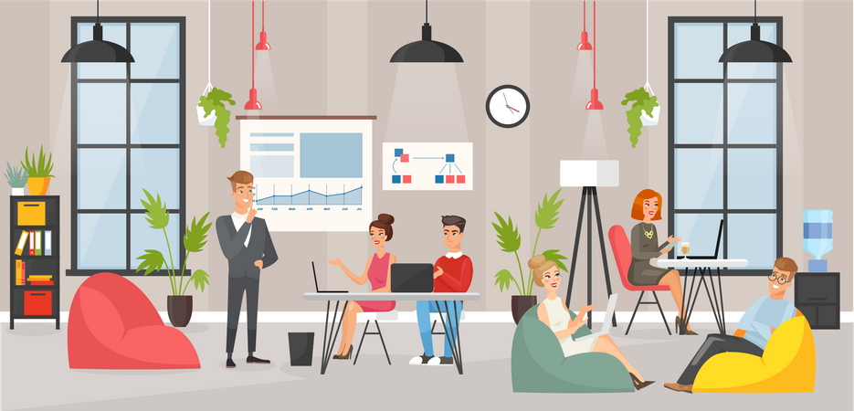 Employees working in office  Illustration