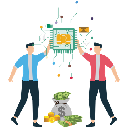 Employees working on AI Technology Investment  Illustration
