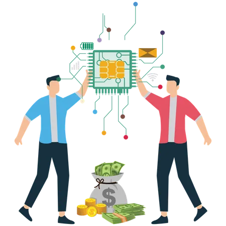 Employees working on AI Technology Investment  Illustration
