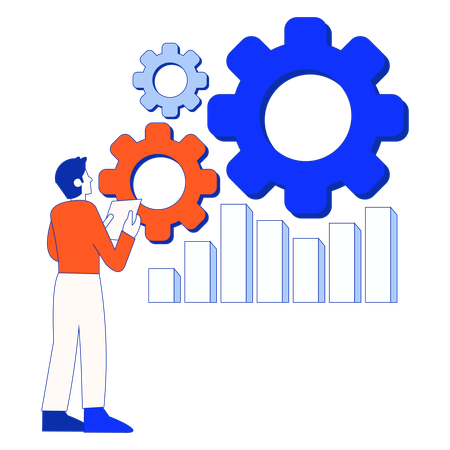 Employees working on analysis management  Illustration