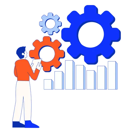 Employees working on analysis management  Illustration