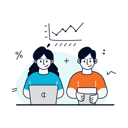 Employees working on Business Analytics  Illustration