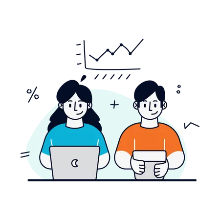 Employees working on Business Analytics  Illustration