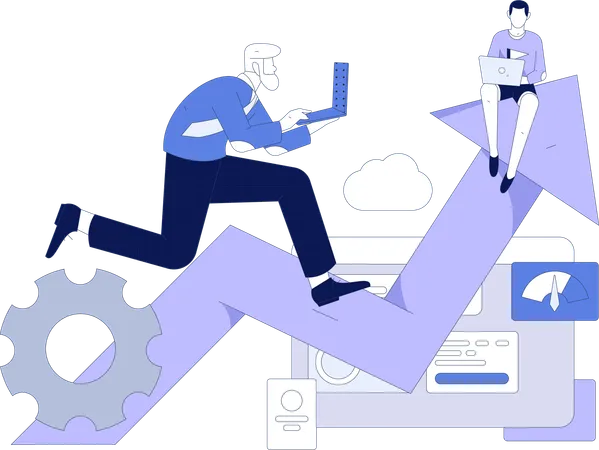 Employees working on business graphs  Illustration