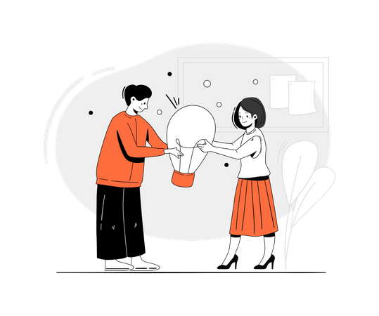 Employees working on business idea  Illustration