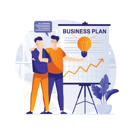 Employees working on business plan  Illustration