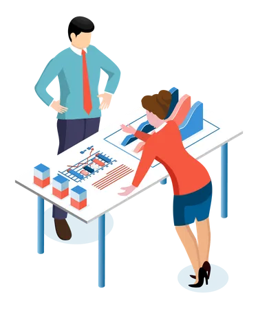 Employees working on business Presentation  Illustration