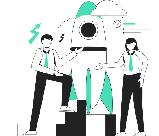 Employees working on business startup  Illustration