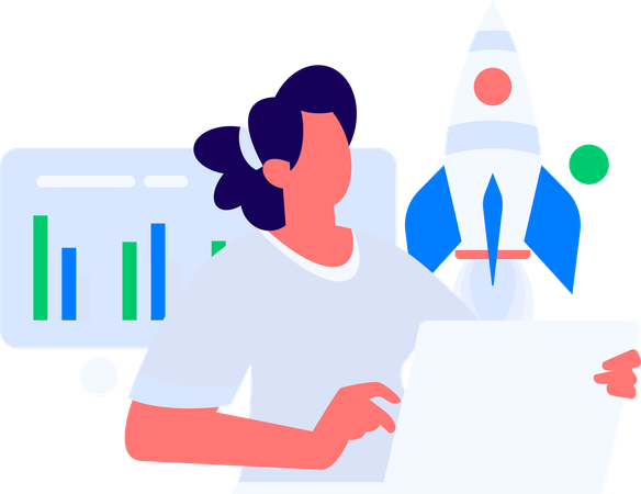 事業目標に取り組む従業員  イラスト