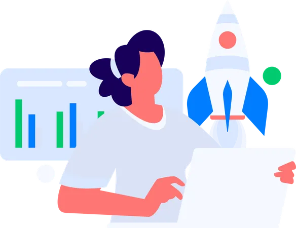 事業目標に取り組む従業員  イラスト