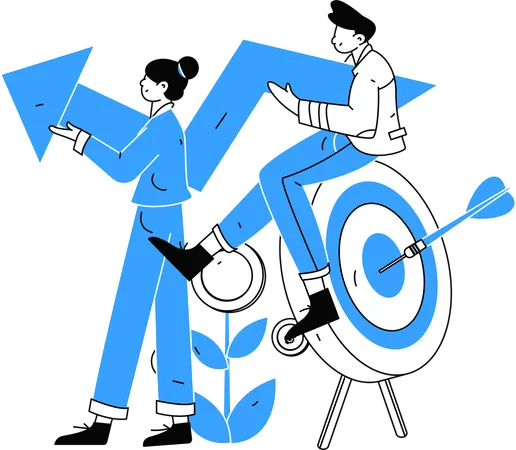 Employees working on business target  Illustration