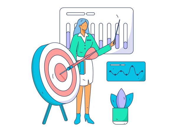 Employees working on business targets  Illustration