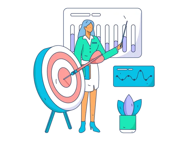 Employees working on business targets  Illustration