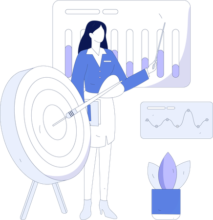 Employees working on business targets  Illustration