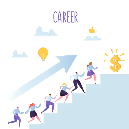 Employees working on career growth Illustration