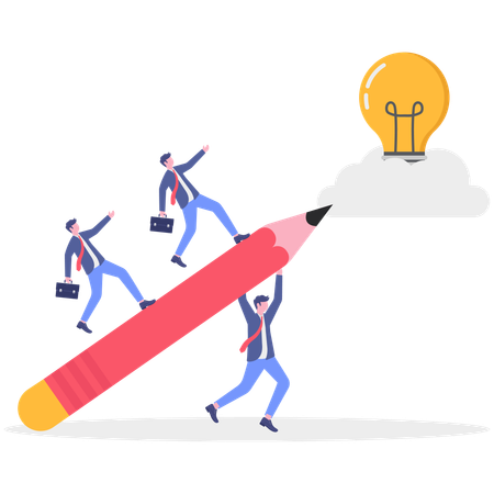 Employees working on creative ideas  Illustration