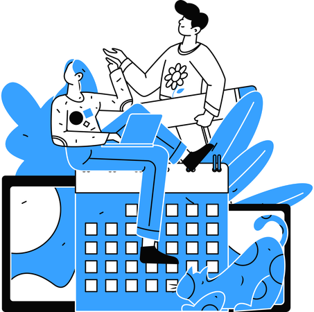 Employees working on deadline achievement  Illustration