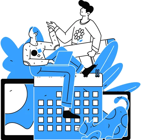 Employees working on deadline achievement  Illustration