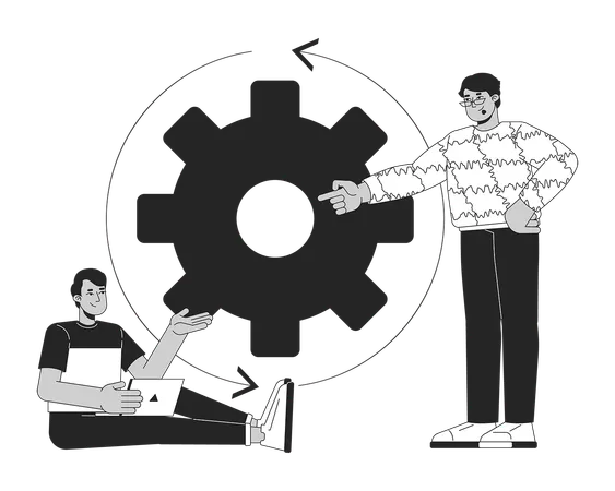 Employees working on Digital marketing strategy  Illustration