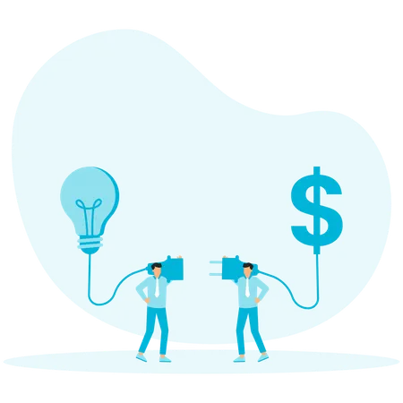 Employees working on financial ideas  Illustration