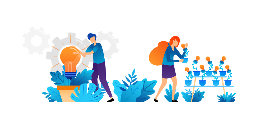 Employees working on ideas  Illustration