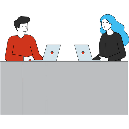 Employees working on laptop  Illustration