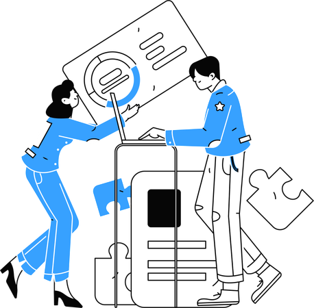 Employees working on laptop  Illustration