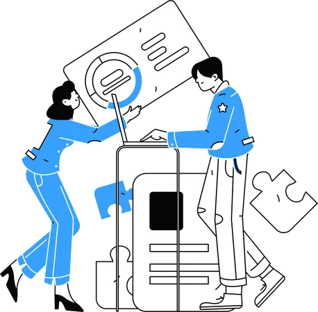 Employees working on laptop  Illustration