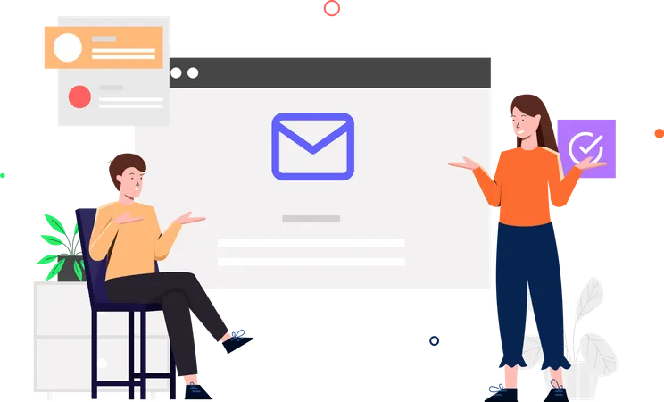 Employees working on mail marketing  Illustration