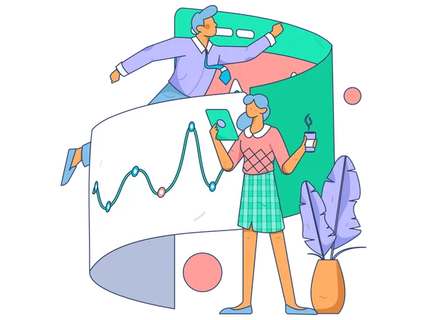 Employees working on market research  Illustration