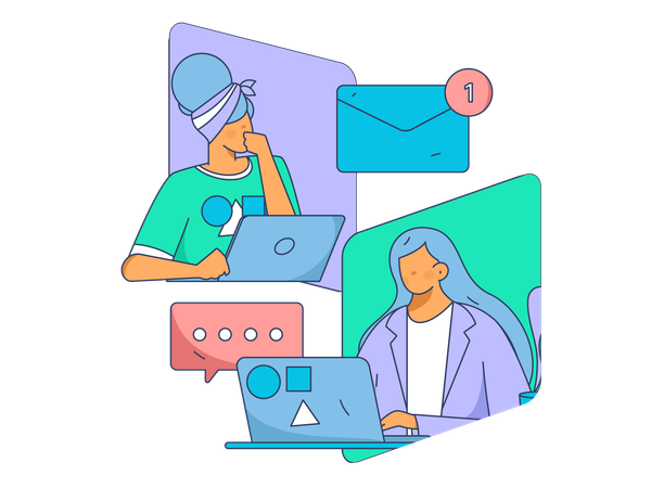 Employees working on marketing mails  Illustration