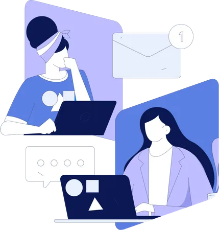 Employees working on marketing mails  Illustration