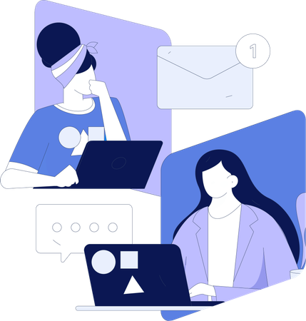 Employees working on marketing mails  Illustration