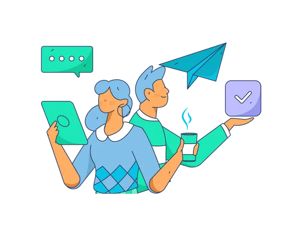 Employees working on opened mails  Illustration
