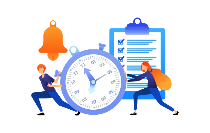 Employees working on pending tasks  Illustration