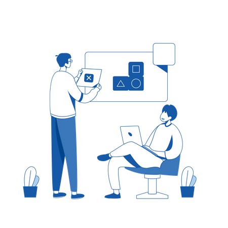Employees working on project Illustration