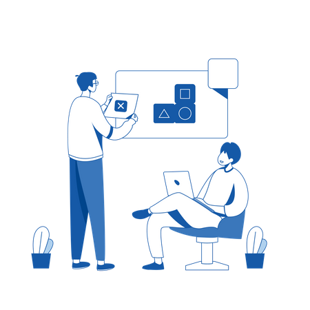 Employees working on project  Illustration