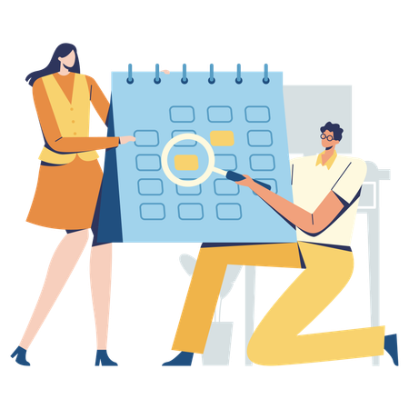 Employees working on Schedule management  Illustration