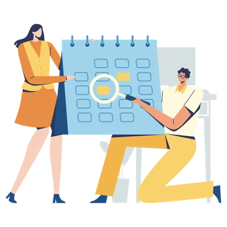 Employees working on Schedule management  Illustration