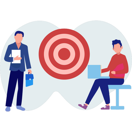 Employees working on  target goal  Illustration