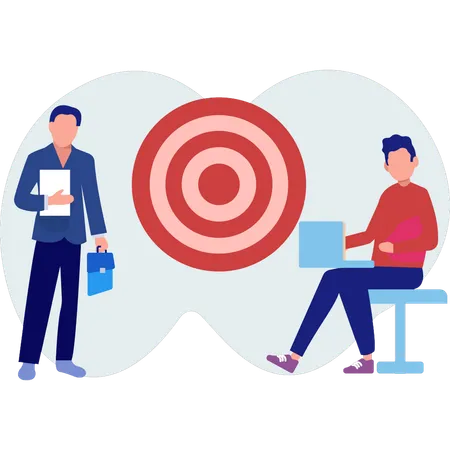 Employees working on  target goal  Illustration